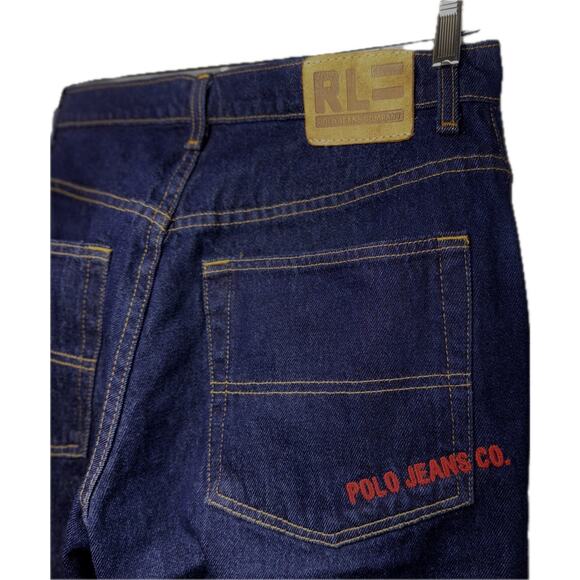 NWOT Vintage Y2K Ralph Lauren Polo Jeans Dark Denim Loose Jeans 31x32 Embroidery - Picture 3 of 5